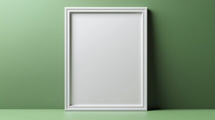 Blank frame mock-up displayed on a green surface against a matching wall background