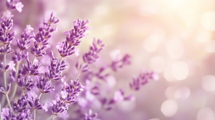 Obraz premium A serene close-up of lavender flowers with a soft, dreamy background, evoking tranquility and nature's beauty.