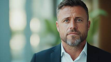 Professional portrait of a focused financial analyst in a corporate setting