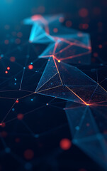 Obraz premium Geometric shapes intersect with abstract technological lines creating a polygonal mesh pattern in the digital background._00001_