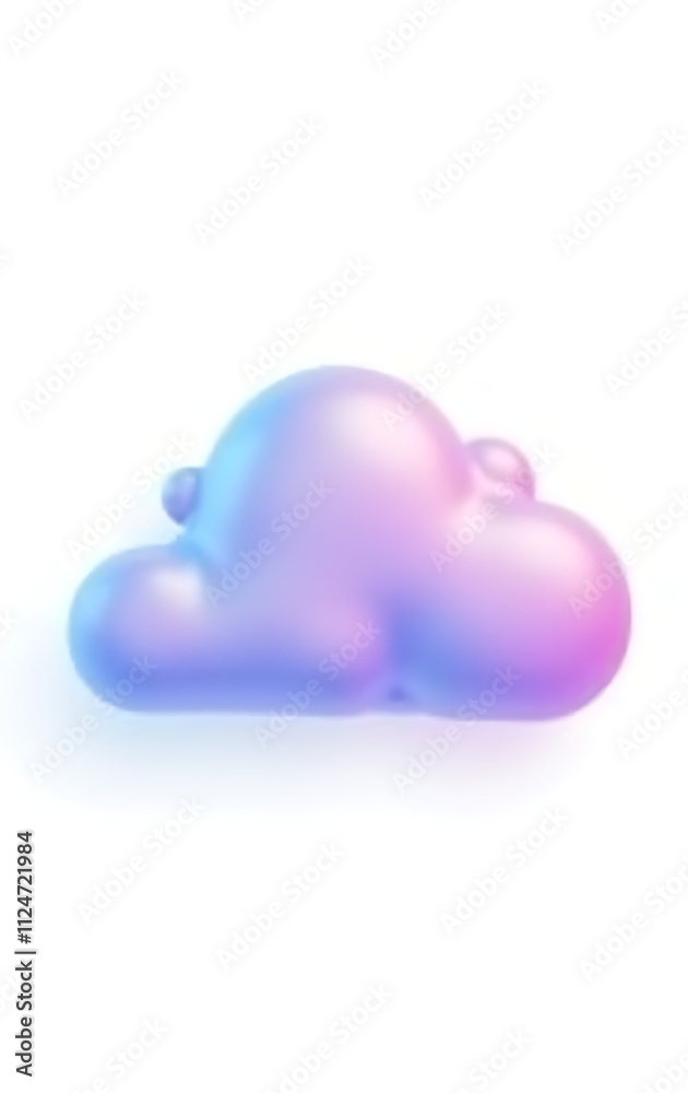 Poster egant iridescent cloud icon in gradient colors ideal for digital design, isolated on white backgroun