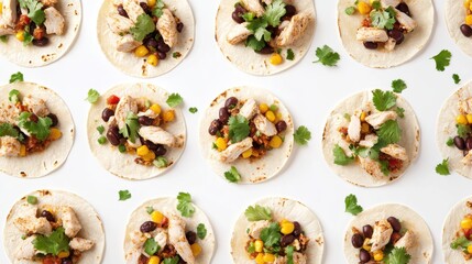 Fresh Chicken Tacos with Colorful Toppings Displayed Artfully