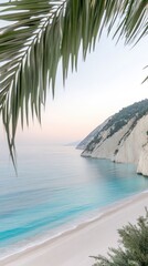 Fototapeta premium Discover the vibrant turquoise waters and pristine sandy beaches of Capri, surrounded by lush cliffs and breathtaking natural beauty