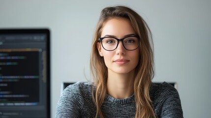 Expert software developer with glasses engaged in coding at workstation in modern office