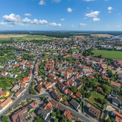 Ausblick auf Heilsbronn im Rangau östlich von Ansbach in Mittelfranken