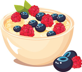Porridge with berries. Healthy eating, nutrition, natural food, breakfast, cooking concept.
Vector image