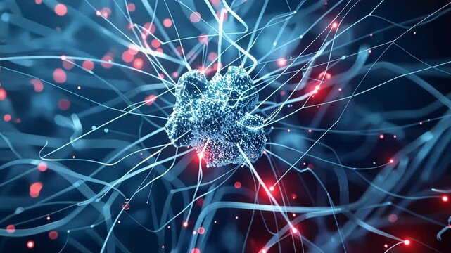 A network of nanobots working together to repair damaged tissue communicating with a 6G network for precise instructions and realtime updates.