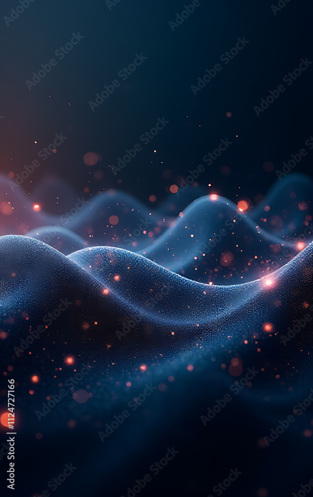 Fototapete Advanced technologies merge with abstract visuals to create a futuristic backdrop of intricate particles in a dynamic mesh pattern._00001_