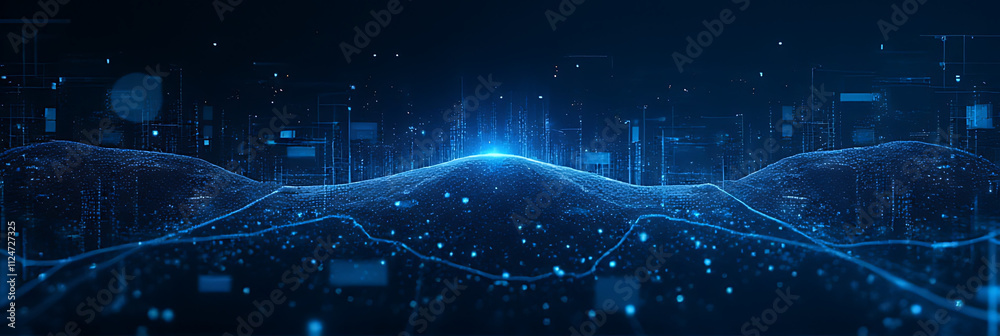 Poster Abstract vector graphics represent complex technological concepts and their relationship with data in various scientific fields of study._00001_