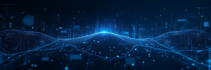 Abstract vector graphics represent complex technological concepts and their relationship with data in various scientific fields of study._00001_