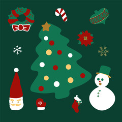 Vector Christmas set. Christmas decorations. Vector illustration