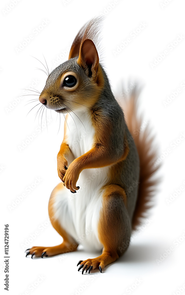 Aufkleber A squirrel is isolated in a transparent background image, providing a clear view of its entire body from the side._00001_