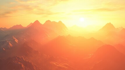 Obraz premium Golden sunset over majestic mountain range.