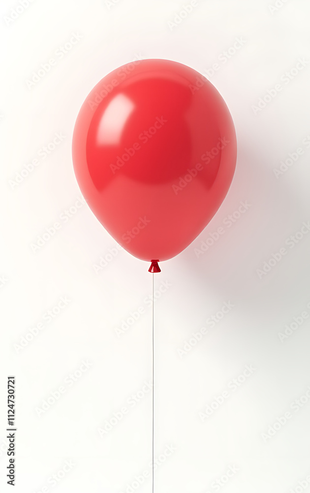 Poster A red balloon is subtly positioned against a plain white background, creating an intriguing visual effect by generative AI._00001_