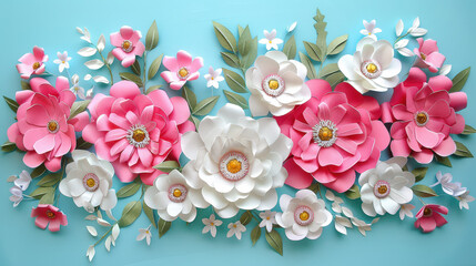 Fototapeta premium bouquet of flowers on a blue background