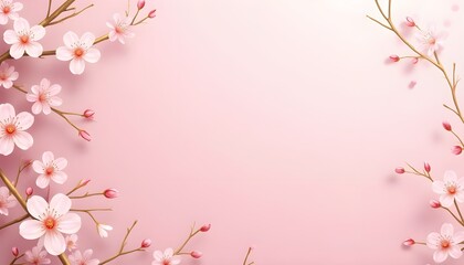 Fototapeta premium Cherry blossom realistic floral background with pink color 