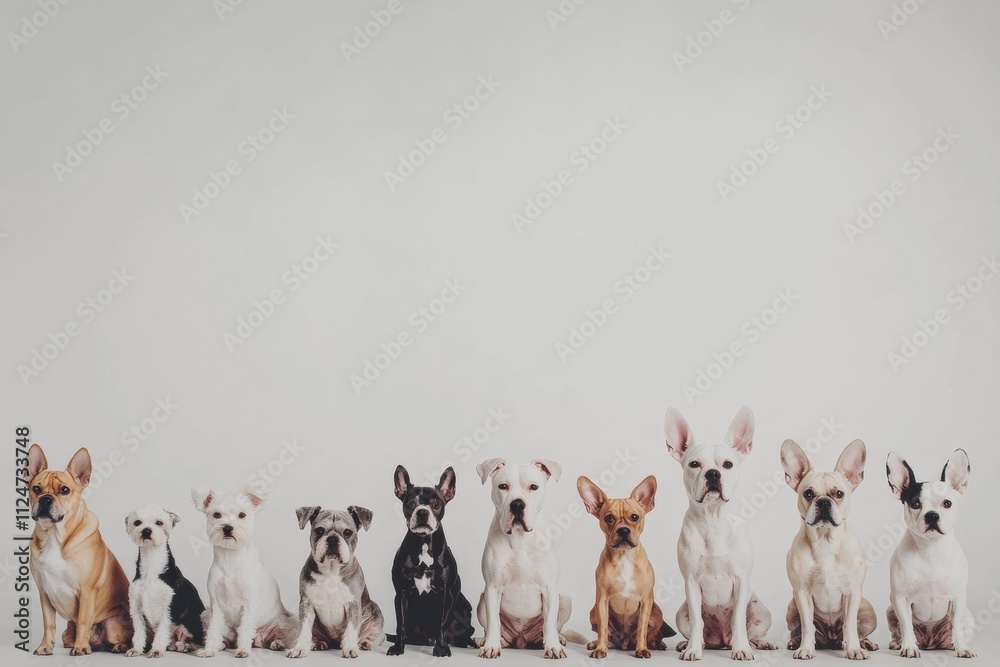 Aufkleber a collection of dogs of various breeds and sizes sits together, showcasing their unique appearances 