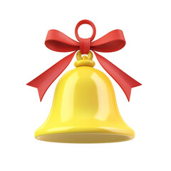 Cheerful Yellow Bell with Red Ribbon Decorative Holiday Ornament