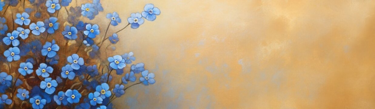 watercolor painting of blue forget-me-nots creating a misty border