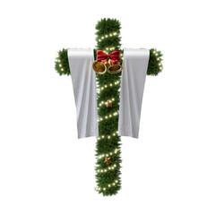 Decorative Christmas Cross with Lights and Ribbons