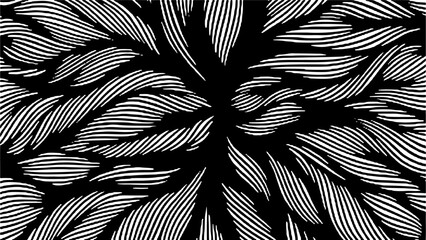 Swirled and curled stripes and brush strokes texture. Marble or acrylic atrwork imitation. Cool and swirly background. Abstract vector illustration. Black isolated on white. EPS10 