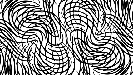 Swirled and curled stripes and brush strokes texture. Marble or acrylic atrwork imitation. Cool and swirly background. Abstract vector illustration. Black isolated on white. EPS10 