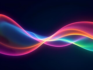 Obraz premium horizontal rainbow color light wave in the dark background