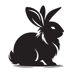Black and White Rabbit Silhouettes for Illustrations.