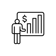 Financial report outline icons, minimalist vector illustration ,simple transparent graphic element .Isolated on white background