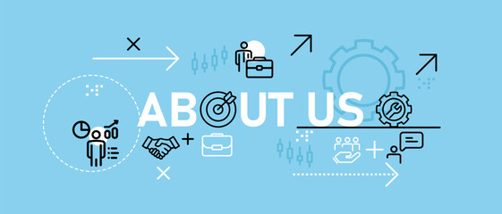 About us company profile corporate identity web header information design with icon outline