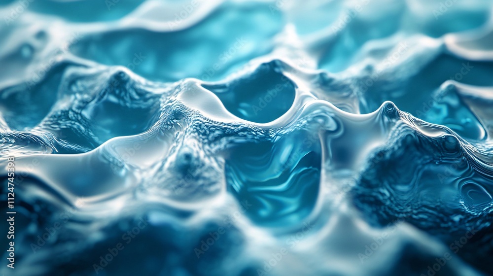 Aufkleber Abstract blue liquid surface creating wavy pattern