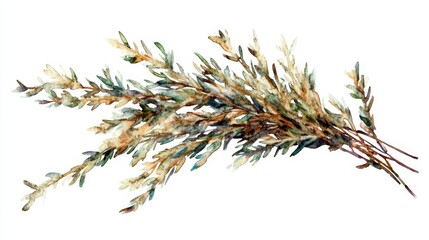 Delicate Watercolor Illustration of Greenery Branches with Fine Leaves Perfect for Nature-Themed Design, Art, and Decor Projects