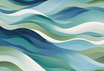 Abstract flowing waves in soft shades of blue, green, and white, blending seamlessly with smooth gradients and gentle curves. This calming visual represents mindfulness, serenity, and clarity.
