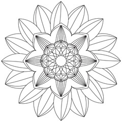 Leaf Flower Petal Coloring Mandala Art Simple Graphic Shape Vector Floral Oriental Outline Vintage Decorative Elements Pattern Illustration Islam Arabic Indian Turkish Mystic Religion Morals Lotus
