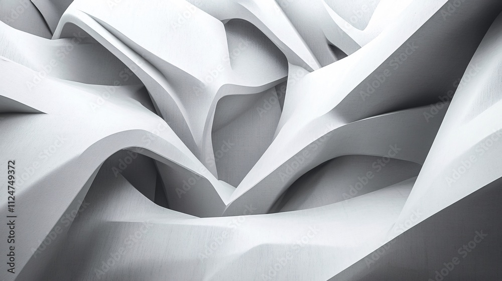 Poster Abstract white architecture creating dynamic wavy shapes