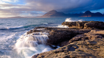 Sunset over the Cuillins from Elgol beach, Skye