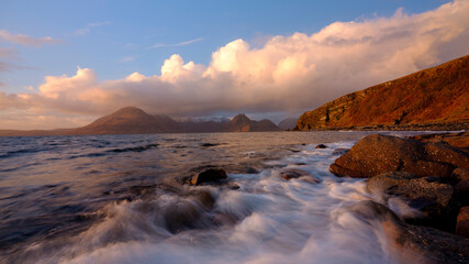 Sunset over the Cuillins from Elgol beach, Skye