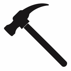 Minimalist Black Silhouette of a Hammer  Vector Illustration