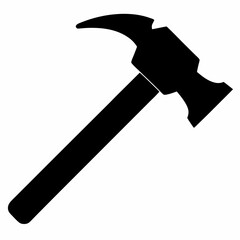 Minimalist Black Silhouette of a Hammer  Vector Illustration