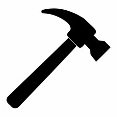 Minimalist Black Silhouette of a Hammer  Vector Illustration
