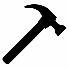 Minimalist Black Silhouette of a Hammer  Vector Illustration