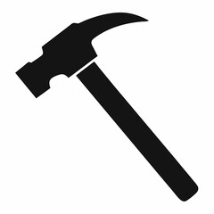 Minimalist Black Silhouette of a Hammer  Vector Illustration