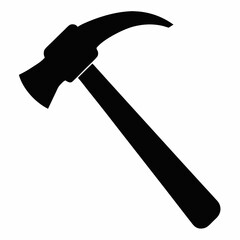 Minimalist Black Silhouette of a Hammer  Vector Illustration