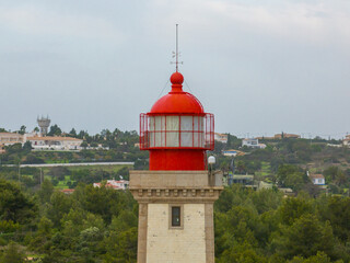 Farol de Alfanzina o Cabo Carvoeiro do Algarve en Lagoa Faro Portugal