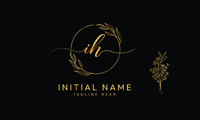 IH H I initial signature logo template vector