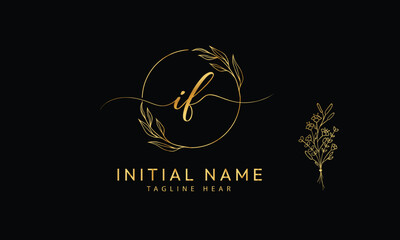 IF F I initial signature logo template vector