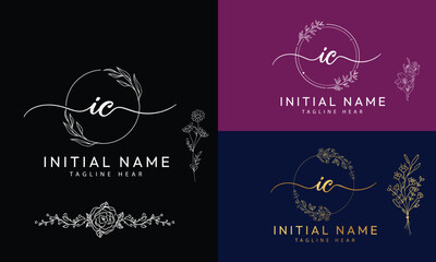 IC C I initial signature logo template vector
