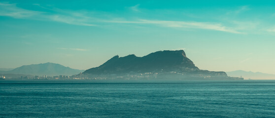 The rock of Gibraltar from the Mediterranean sea.