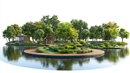 Eco-Friendly Park with Floating Walkways