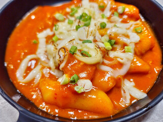 Tteokbokki (Spicy Rice Cakes) Close UP